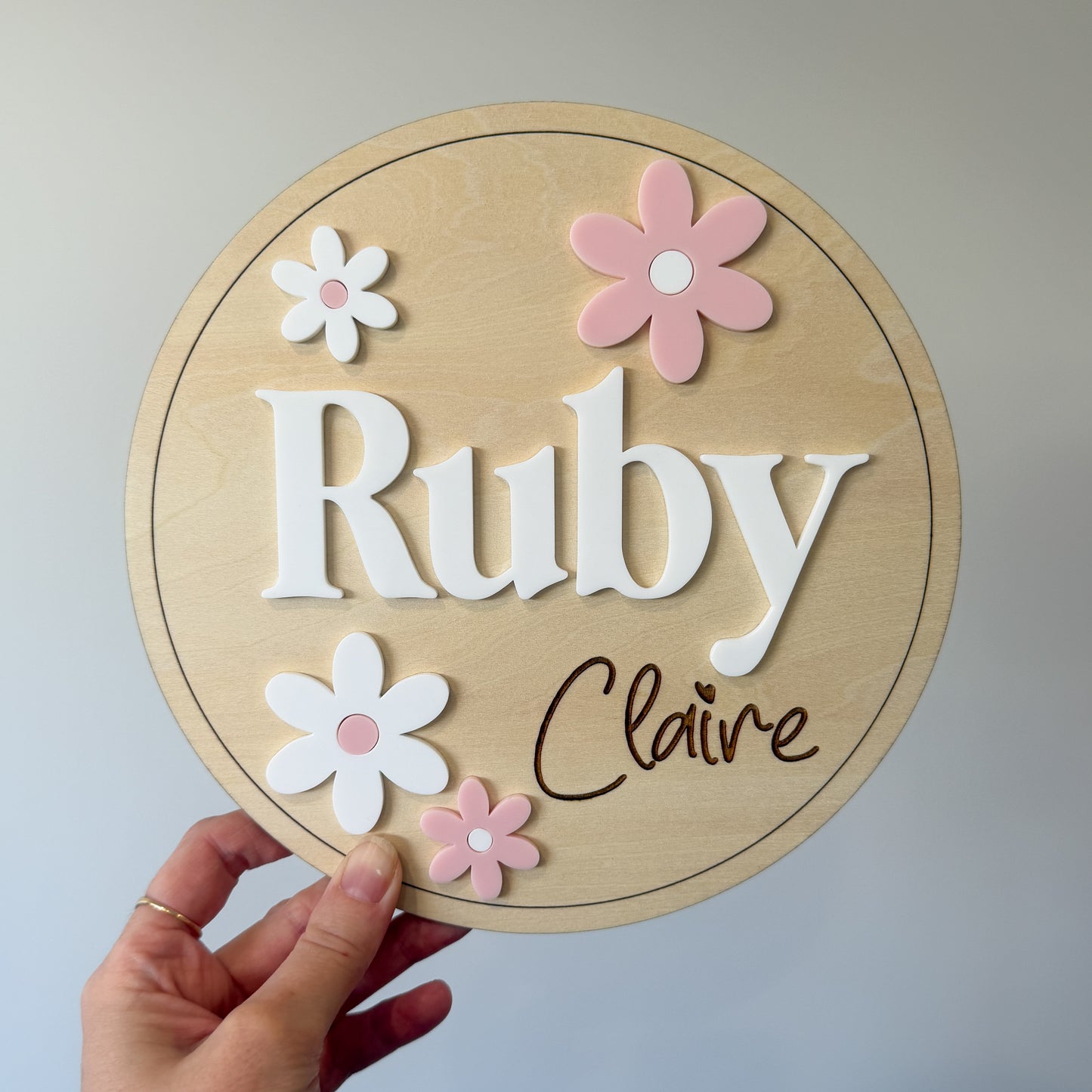 Personalised Custom Name Plaque - Flowers| Kids Bedroom Door Sign