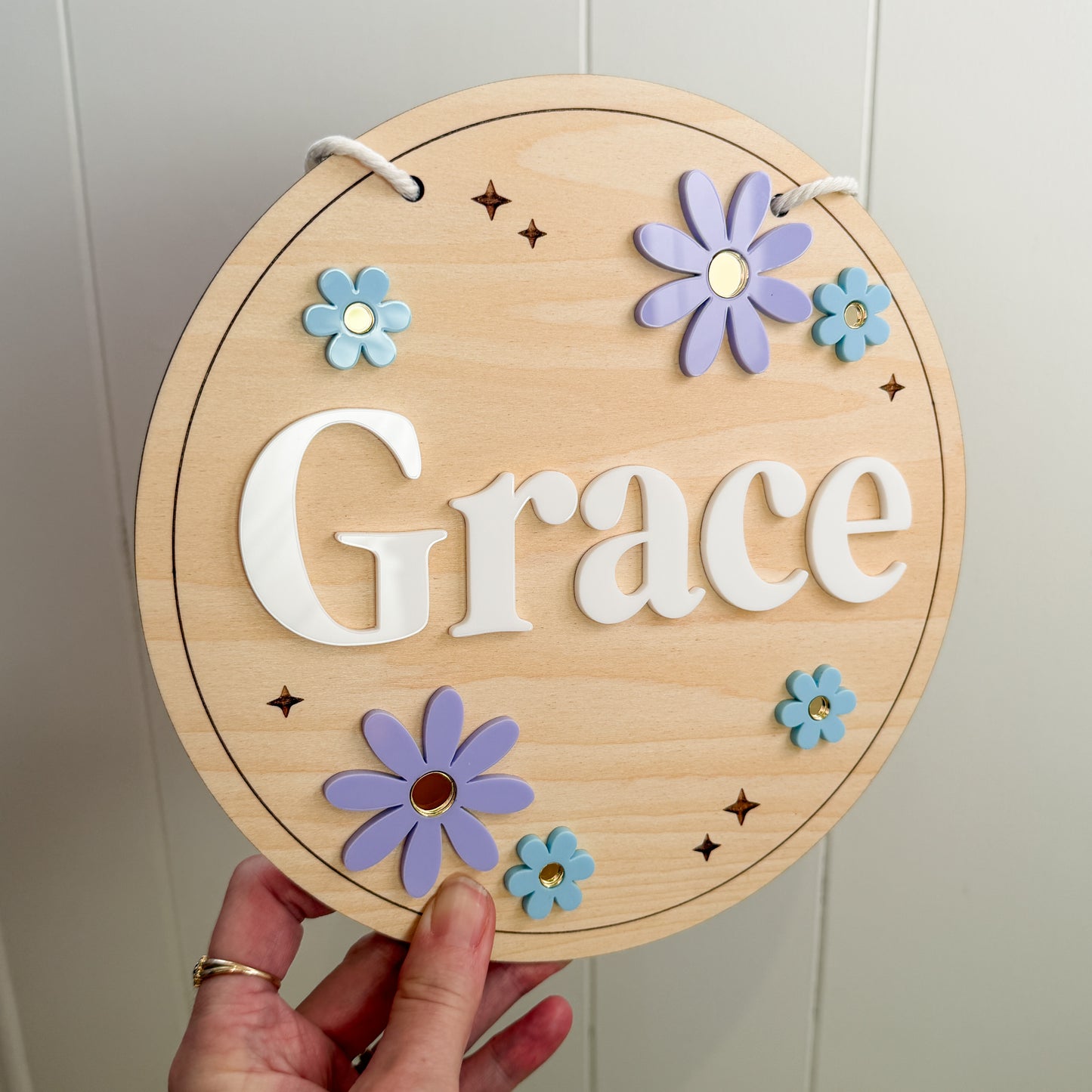 Personalised Custom Name Plaque - Flower | Kids Bedroom Door Sign