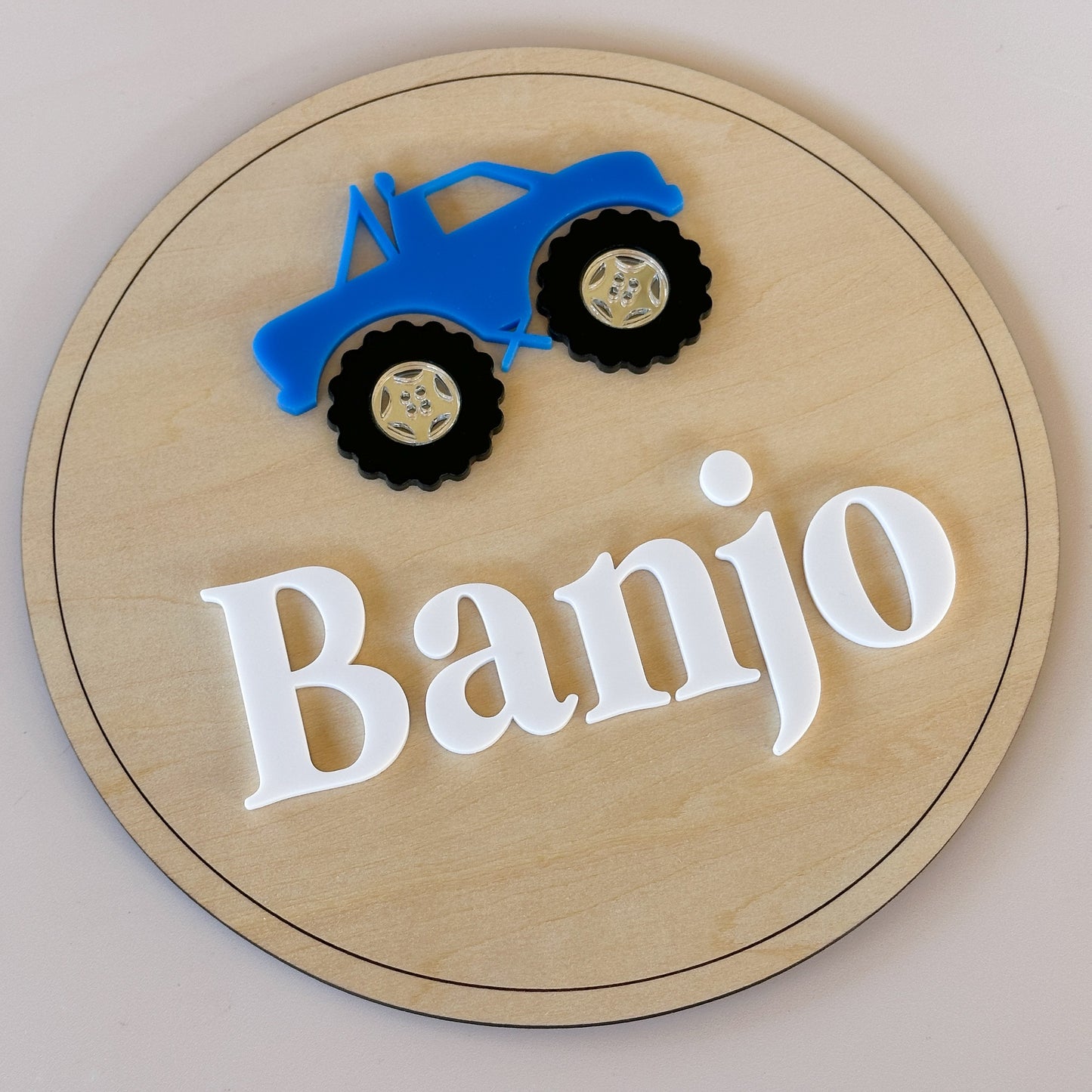 Personalised Monster Truck Wooden Door Sign | Kids Door Sign