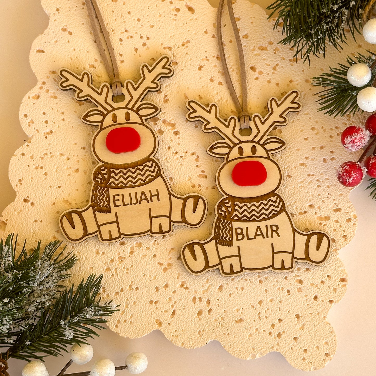 Personalised Christmas Tree Ornament | Reindeer Ornament
