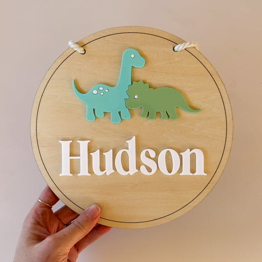 Personalised Dinosaur Wooden Door Sign | Kids Door Sign