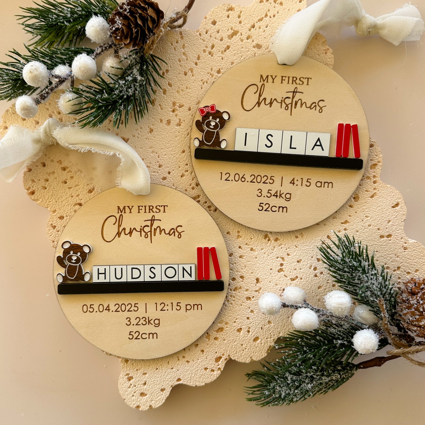 Baby’s First Christmas Ornament | Personalised First Christmas Tree Ornament Bear