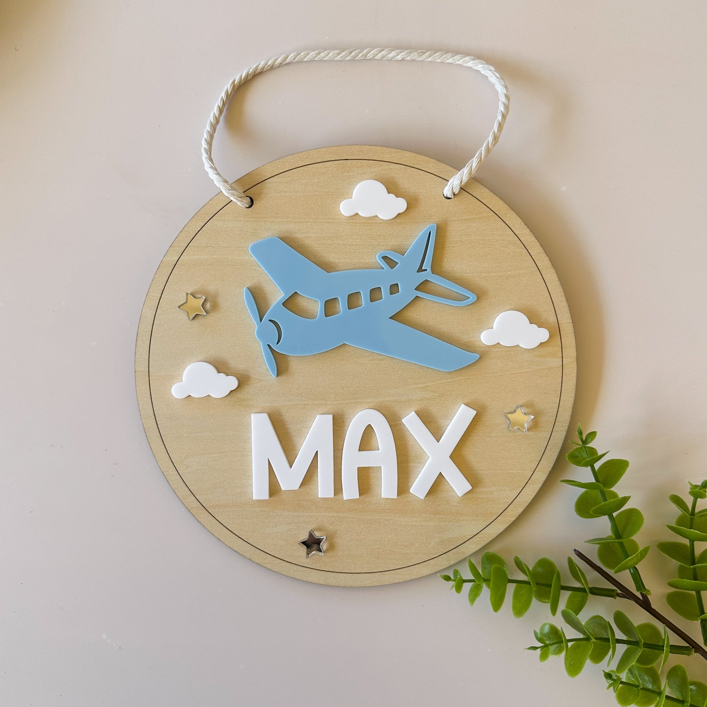 Personalised Plane Wooden Door Sign | Personalised Kids Door Sign