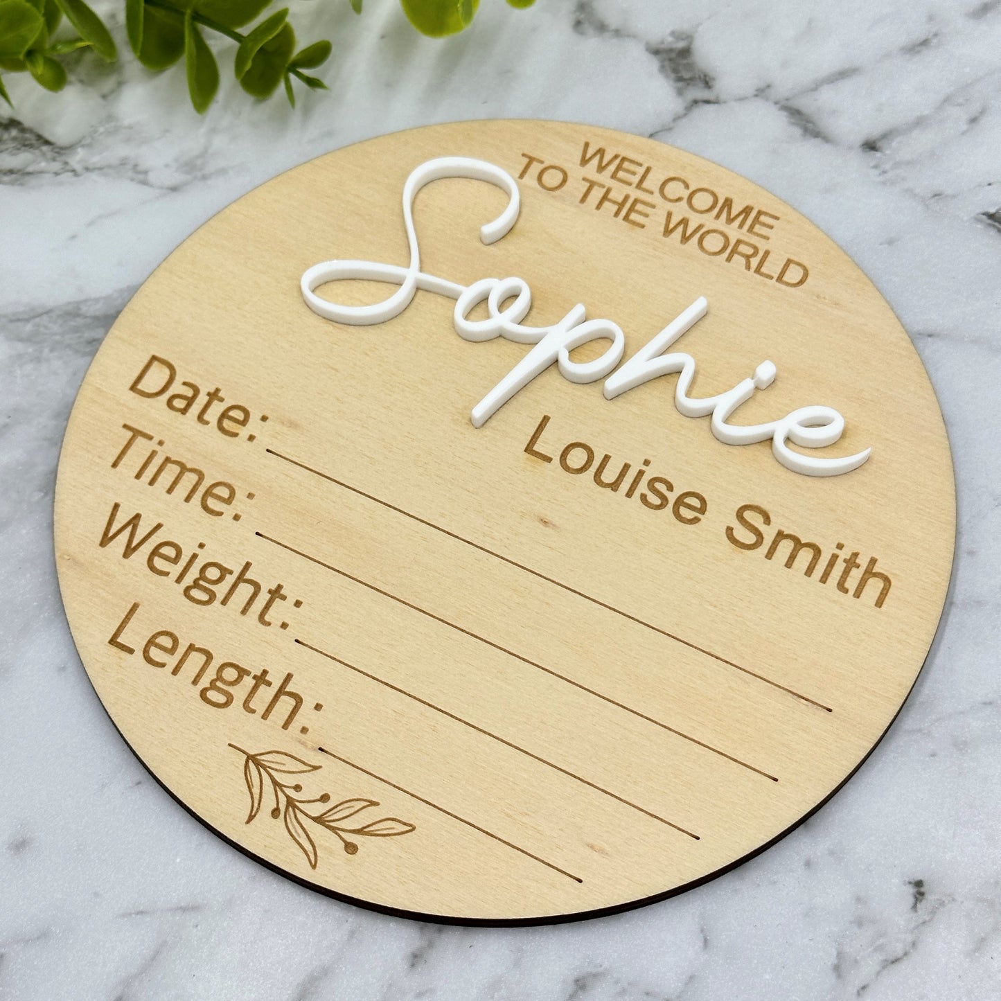 Personalised Baby Birth Announcement Plaque