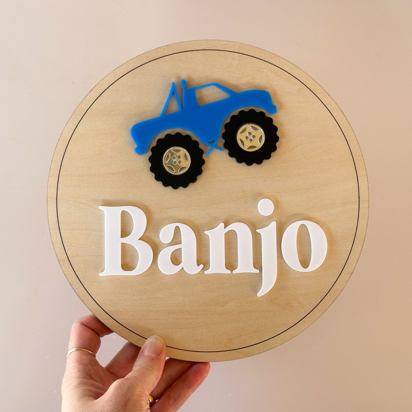 Personalised Monster Truck Wooden Door Sign | Kids Door Sign