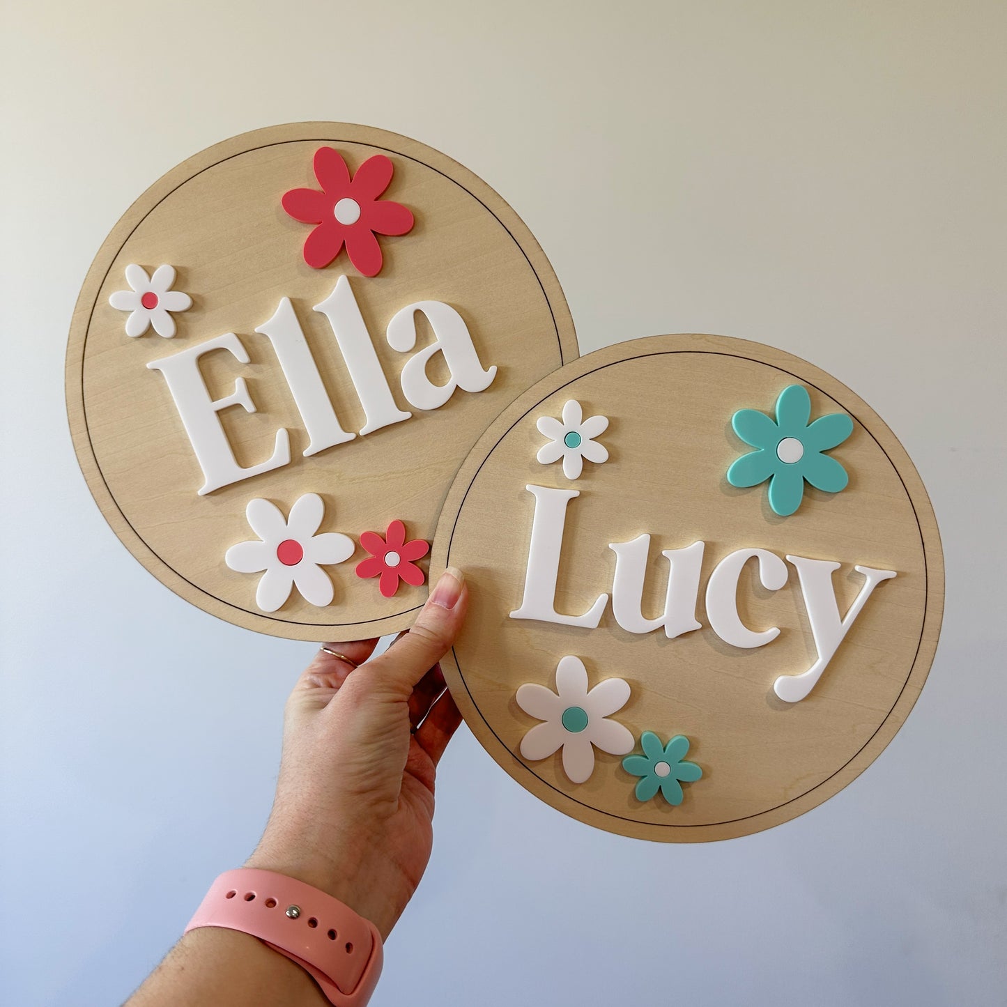 Personalised Custom Name Plaque - Flowers| Kids Bedroom Door Sign