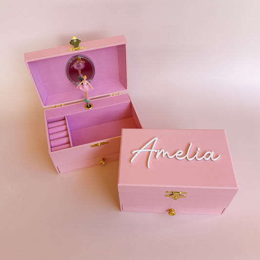 Personalised Music Ballerina Jewellery Box PINK | Kids Jewellery Box