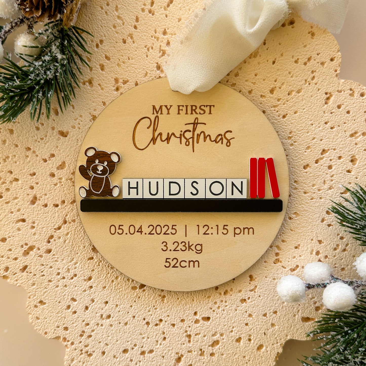 Baby’s First Christmas Ornament | Personalised First Christmas Tree Ornament Bear