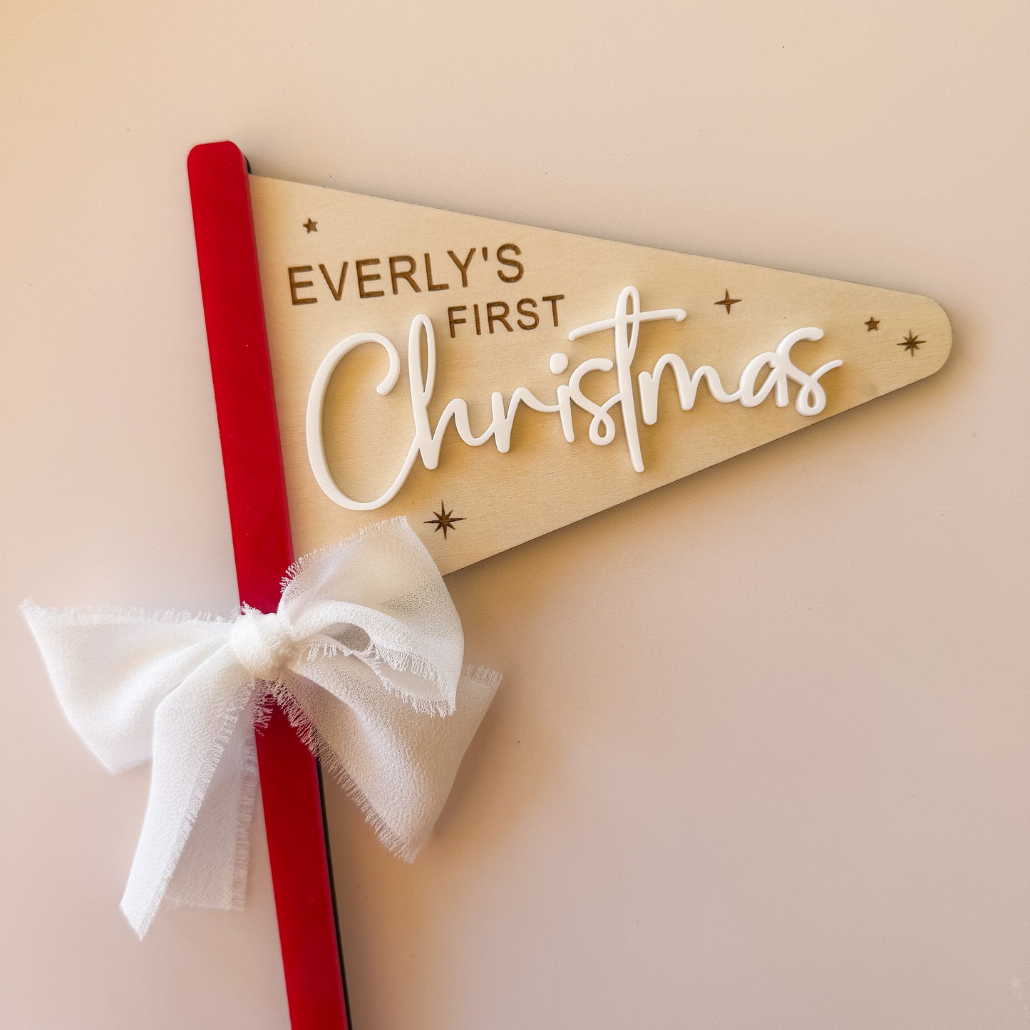 First Christmas Sign 2025 | Personalised Baby First Christmas Flag Sign | Personalised Christmas Decoration