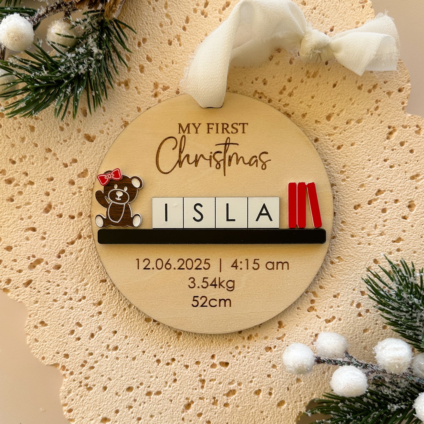 Baby’s First Christmas Ornament | Personalised First Christmas Tree Ornament Bear
