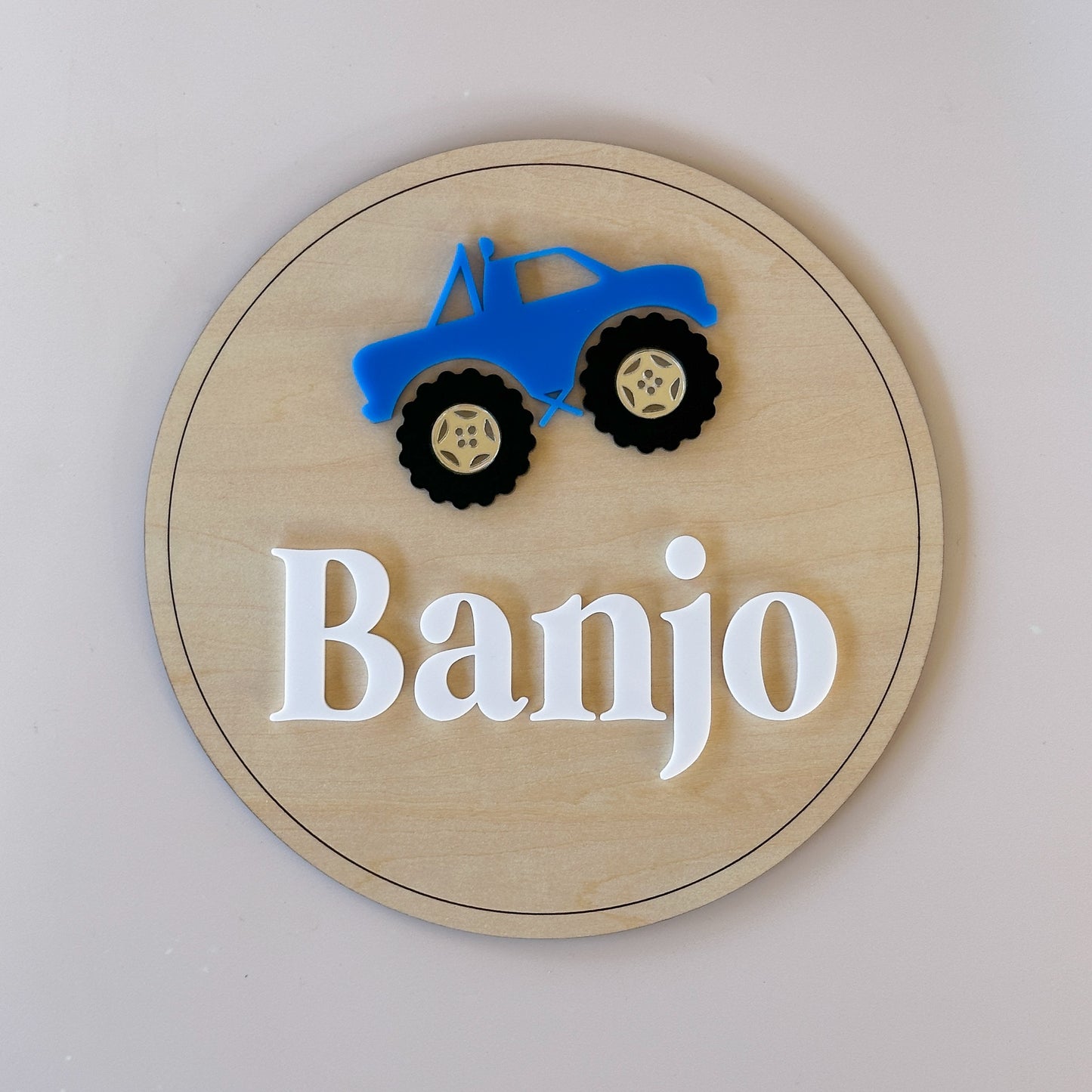 Personalised Monster Truck Wooden Door Sign | Kids Door Sign