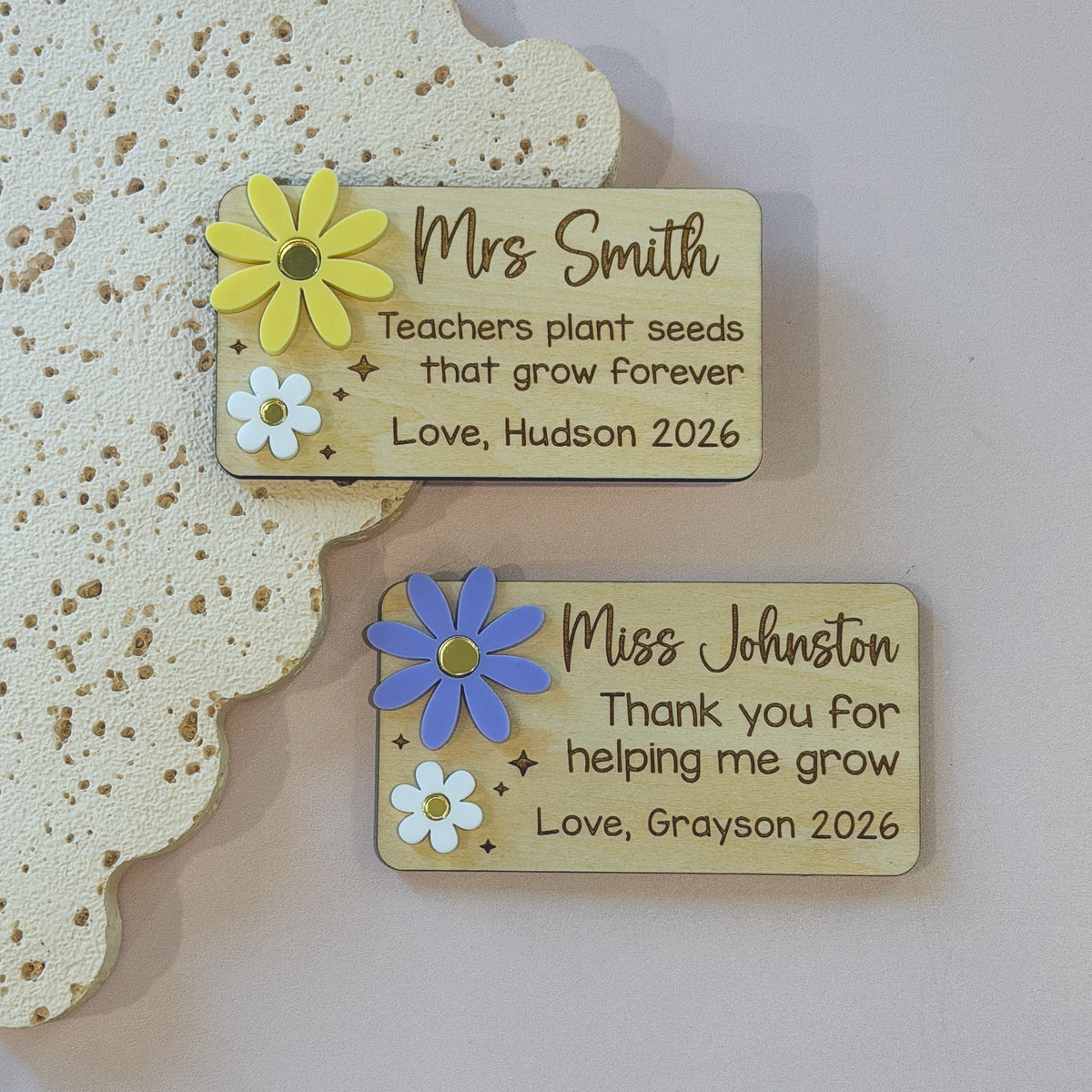 Personalised Teacher Gift Magnet | Teacher Thank you Gift | End of Year Teacher Gift Flowers