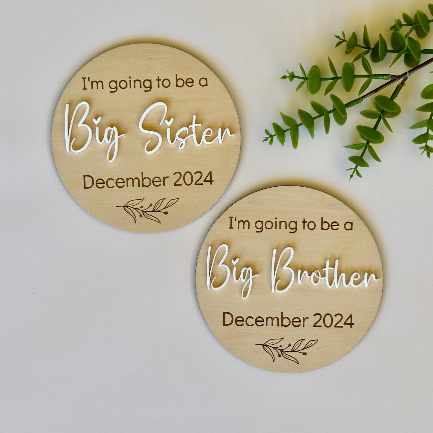 Going to be a Big Sister/Big Brother Pregnancy Announcement Plaque with Acrylic