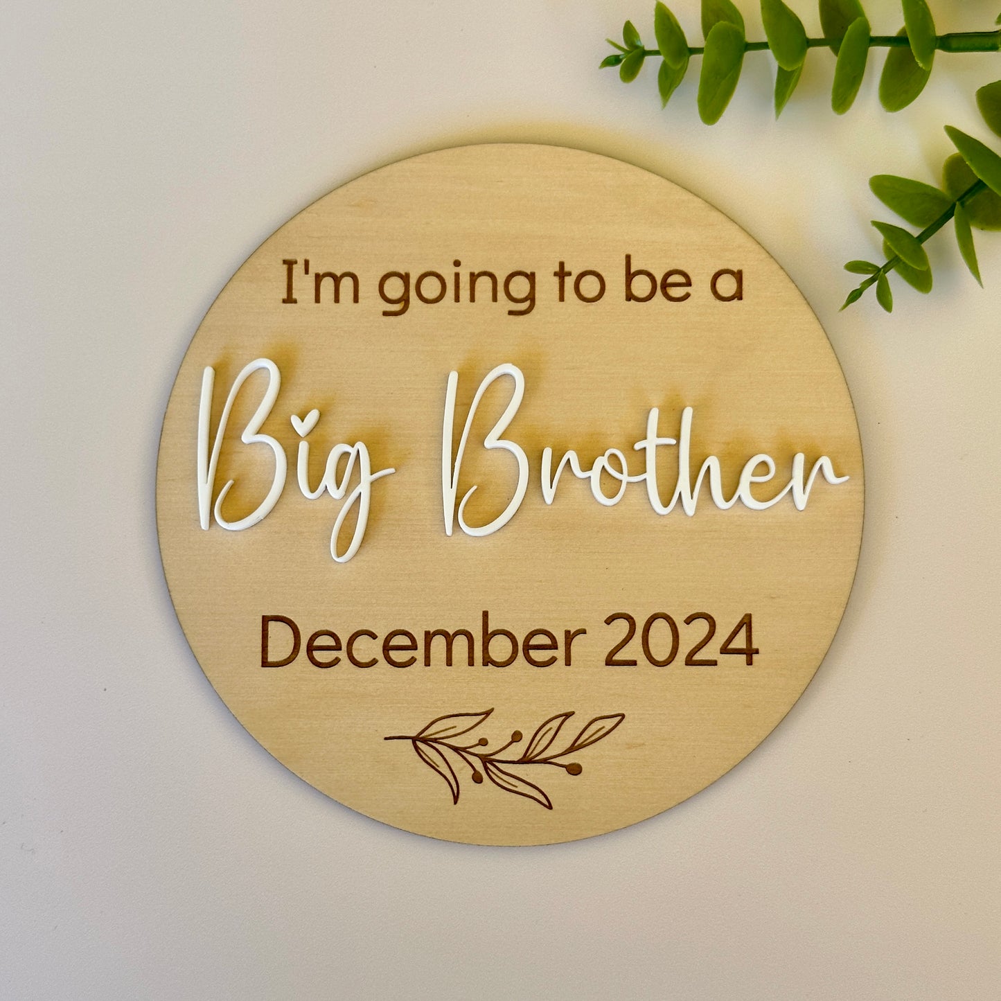 Going to be a Big Sister/Big Brother Pregnancy Announcement Plaque with Acrylic