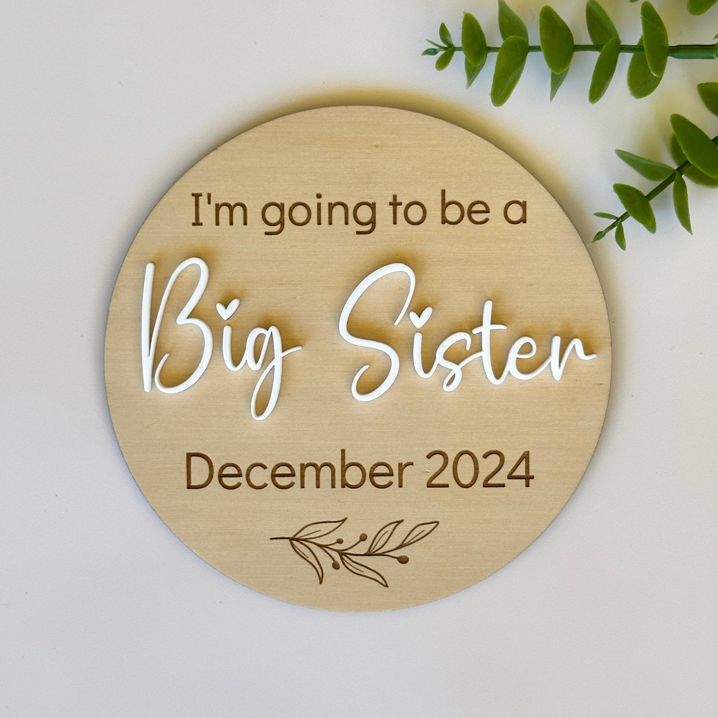 Going to be a Big Sister/Big Brother Pregnancy Announcement Plaque with Acrylic