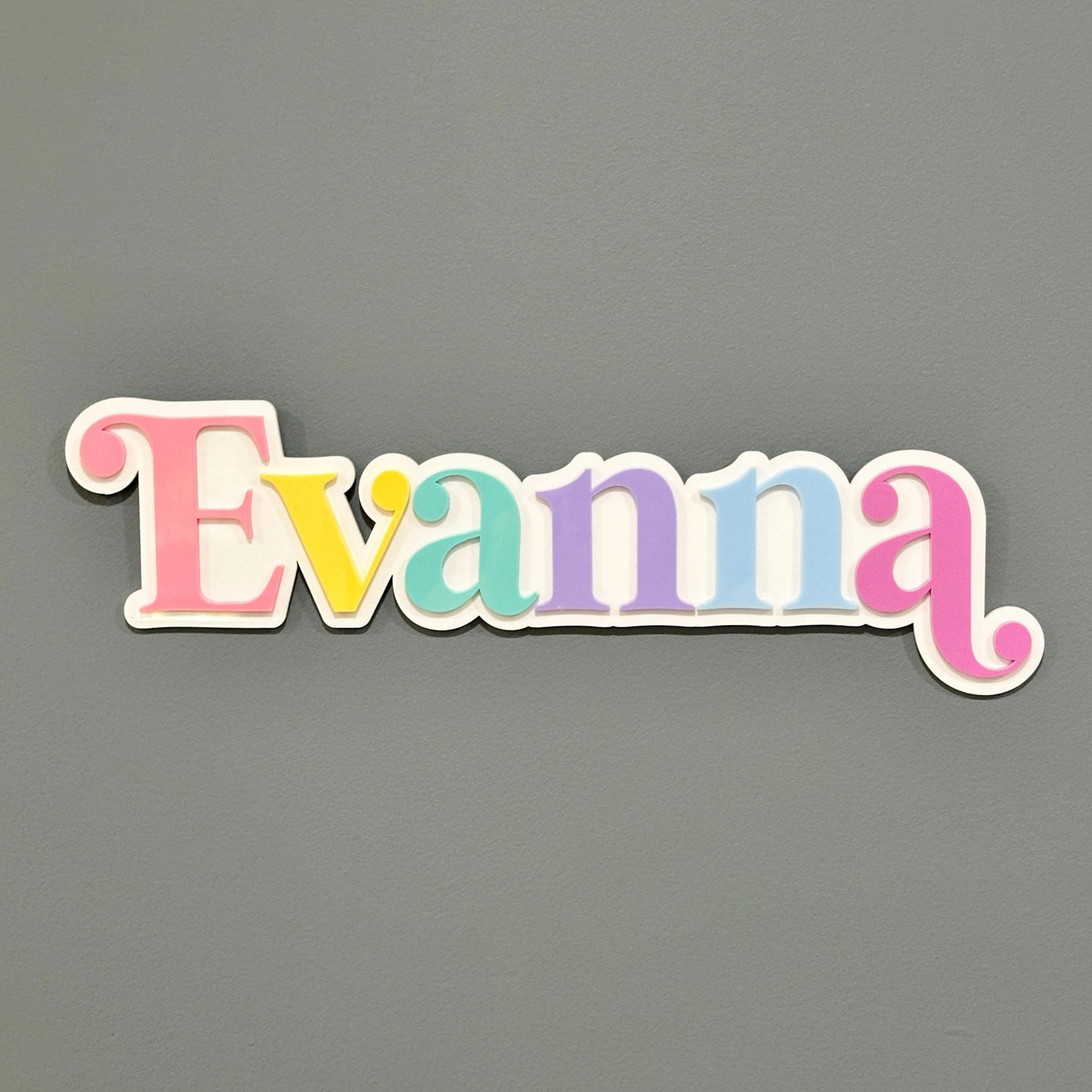 Personalised Rainbow Acrylic Name Sign | Double Layered Custom Name Sign