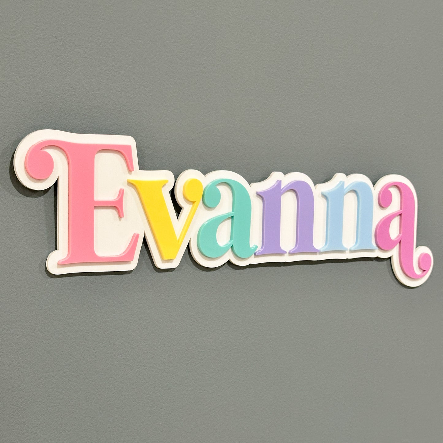Personalised Rainbow Acrylic Name Sign | Double Layered Custom Name Sign