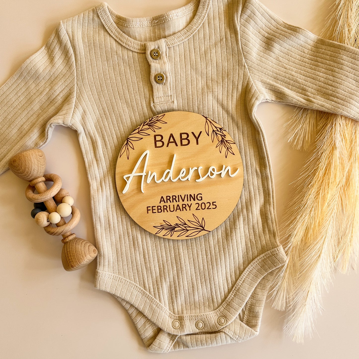 Pregnancy Announcement Plaque with Acrylic Name