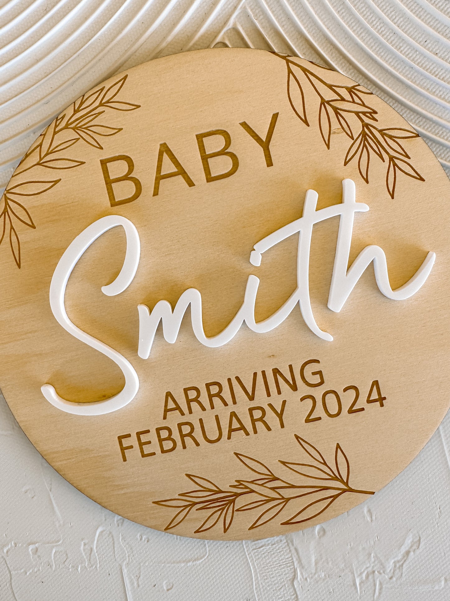 Pregnancy Announcement Plaque with Acrylic Name