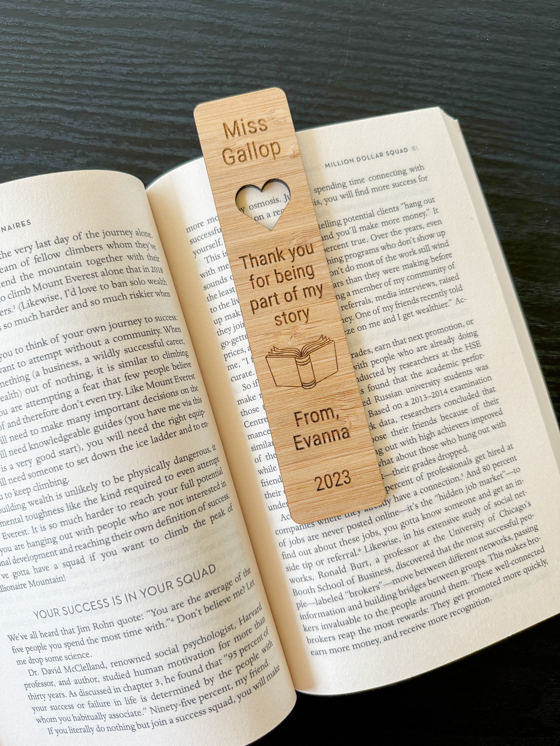 Teacher Personalized Thank You Wooden Bookmark - Gifts for