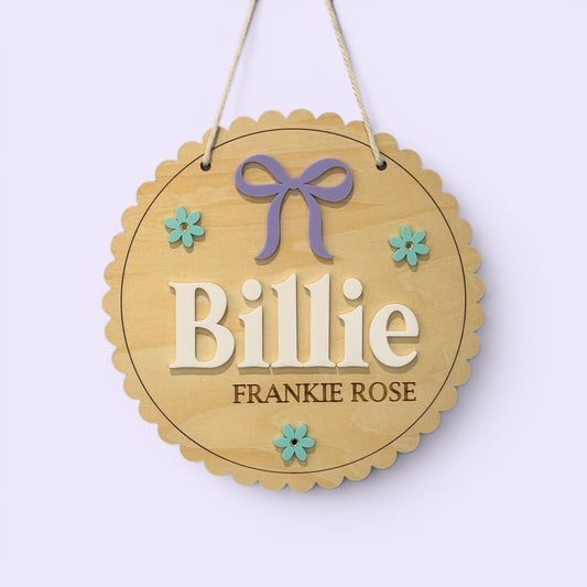 Personalised Name Plaque - Bow | Kids Door Sign