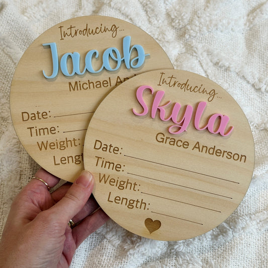 Personalised Baby Birth Announcement Plaque