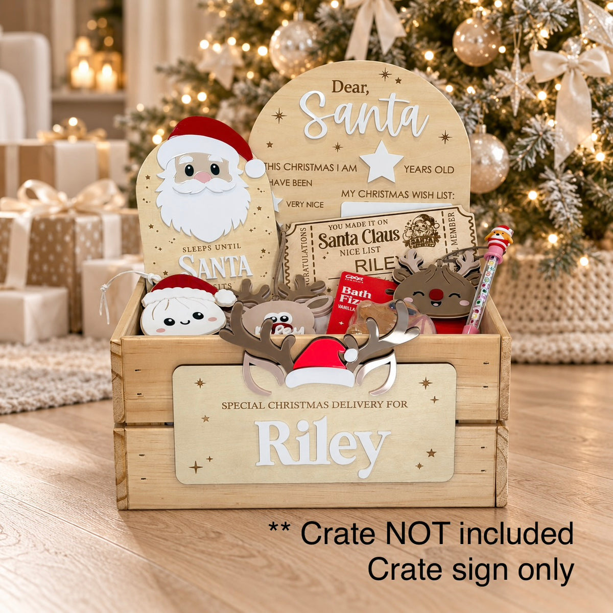 DIY Christmas Crate Plaque Sign Reindeer | Personalised Crate Sign
