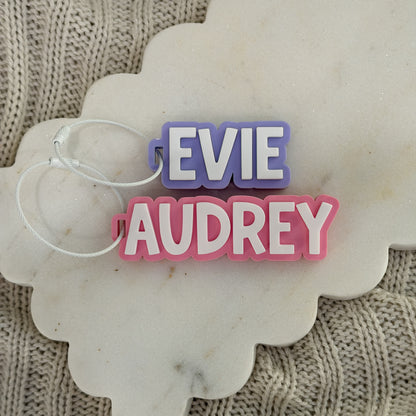 Acrylic Personalised Bag Tag - Double Layered | Personalised Name Keyring