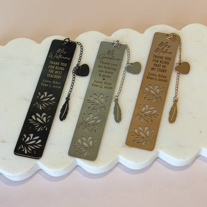 Teacher Bookmark | Personalised Teacher Gift | Thank you Teacher Gift Metal