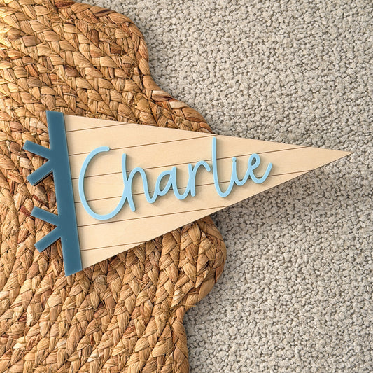 Personalised Kids Wooden Acrylic Flag Wall Sign