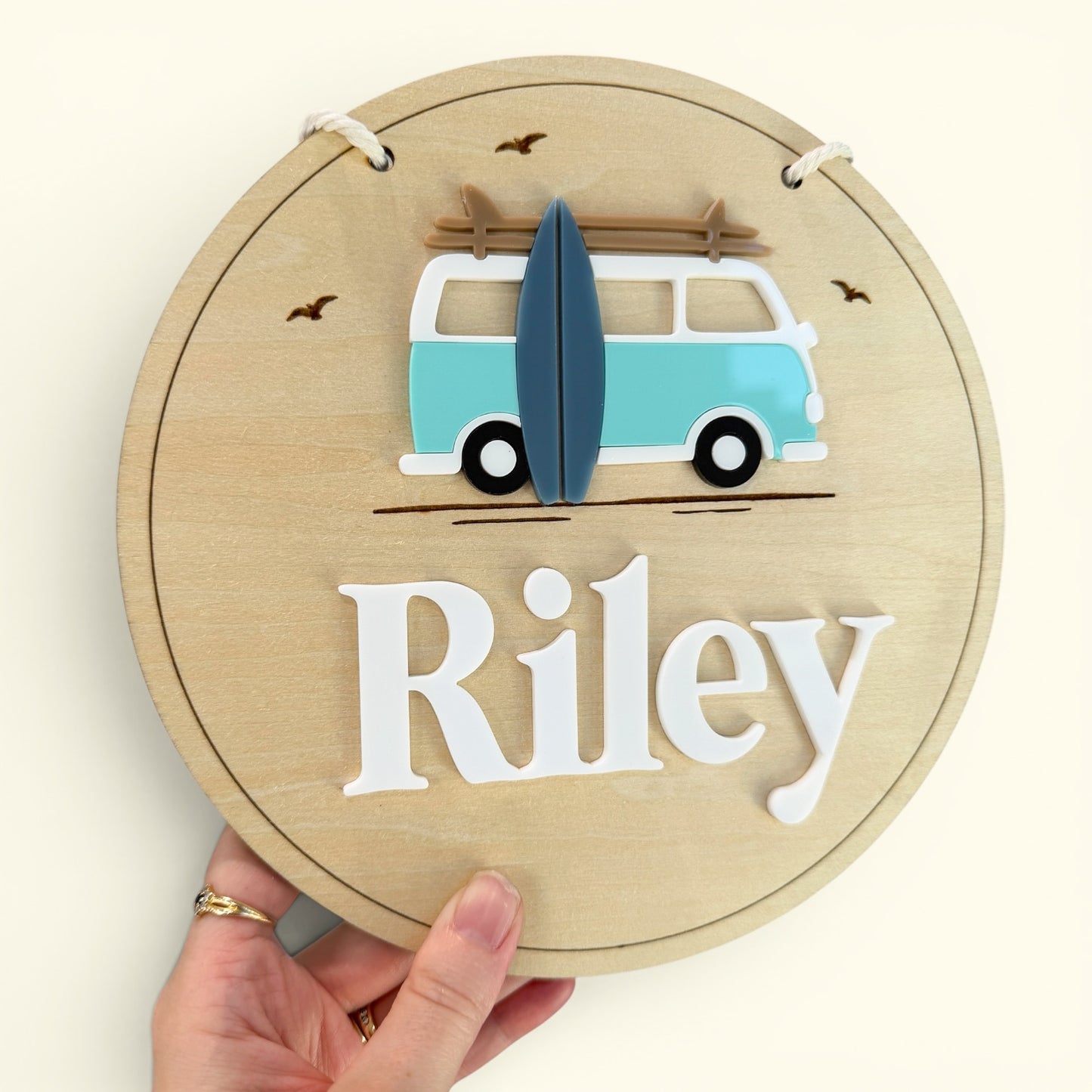 Personalised Surf Van Wooden Door Sign |  Personalised Kids Door Sign