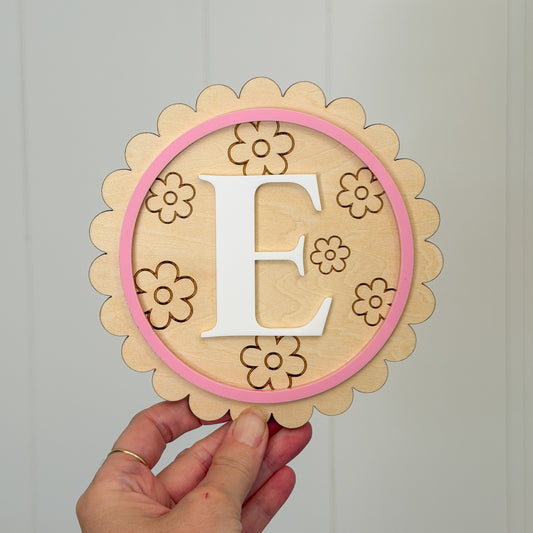 Initial Wall Sign Flowers - Kids Bedroom Decor