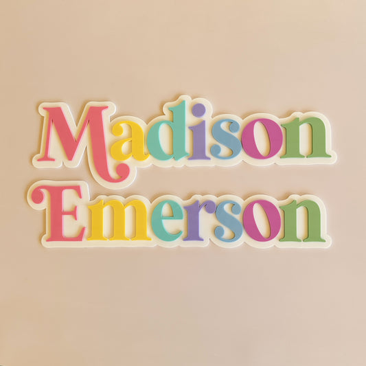 Personalised Rainbow Acrylic Name Sign | Double Layered Custom Name Sign
