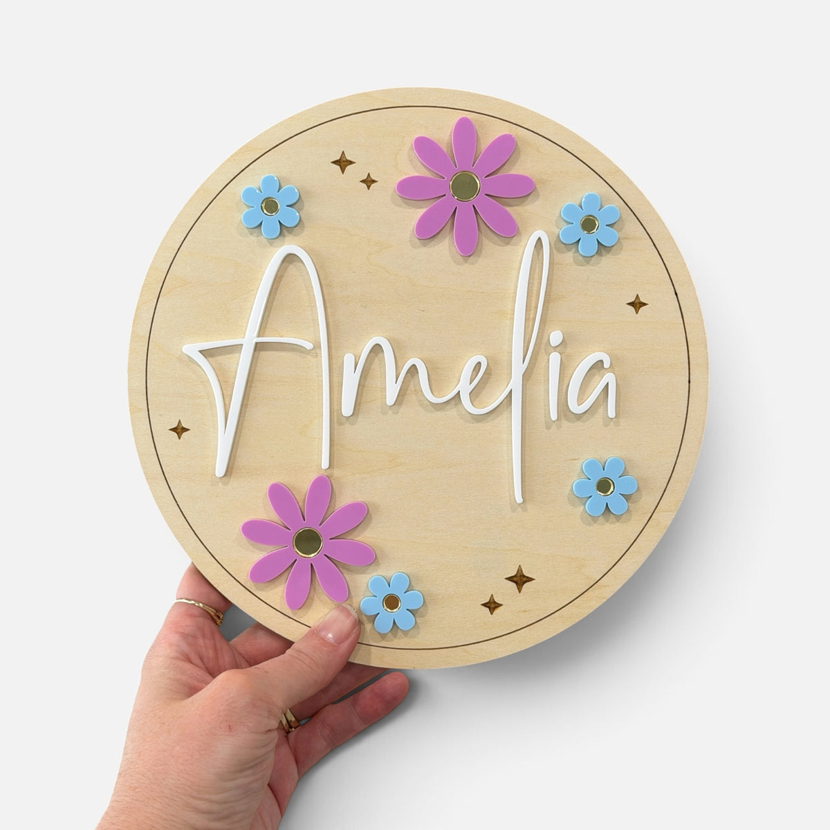 Personalised Custom Name Plaque - Flower | Kids Bedroom Door Sign