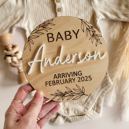 Pregnancy Announcement Plaque with Acrylic Name