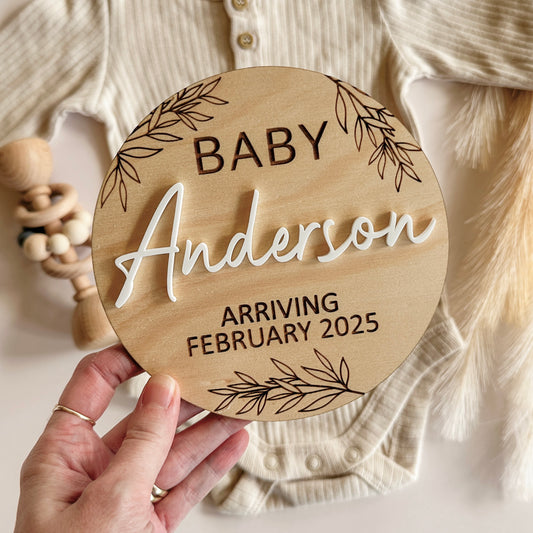 Pregnancy Announcement Plaque with Acrylic Name