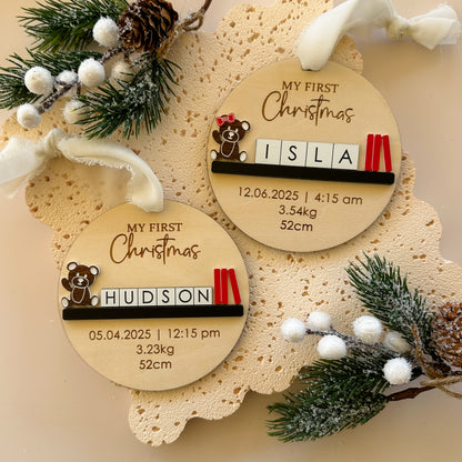 Baby’s First Christmas Ornament | Personalised First Christmas Tree Ornament Bear