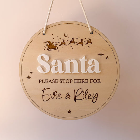 Santa Please Stop Here Sign | Personalised Christmas Sign