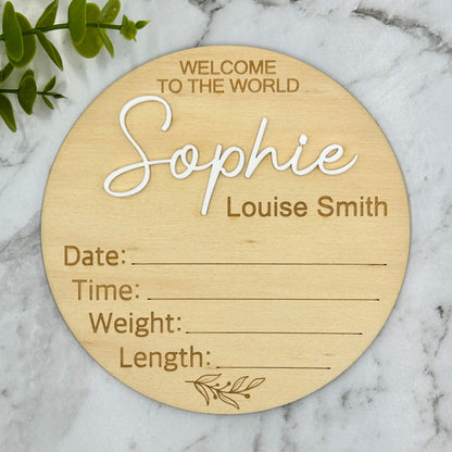 Personalised Baby Birth Announcement Plaque