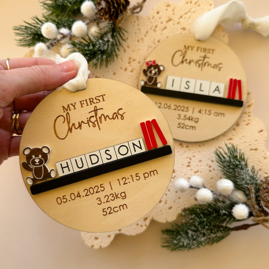 Baby’s First Christmas Ornament | Personalised First Christmas Tree Ornament Bear