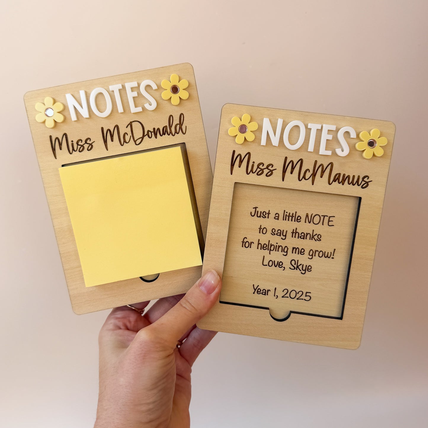 Personalised Teacher Gift Sticky Note Holder | End of Year Teacher Gift - Flowers