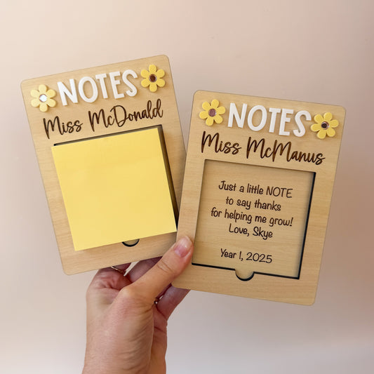 Personalised Teacher Gift Sticky Note Holder | End of Year Teacher Gift - Flowers