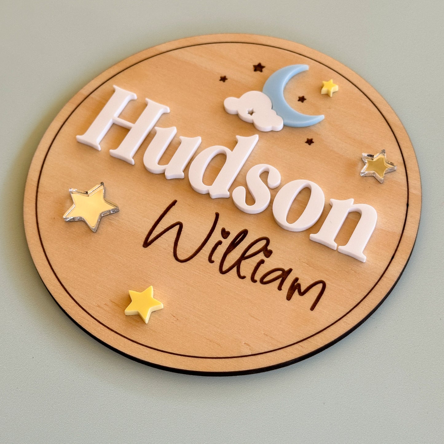 Personalised Sign | Bedroom Door Sign | Baby Birth Announcement - Moon