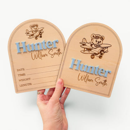 Baby Birth Announcement Plaque - Bear Design