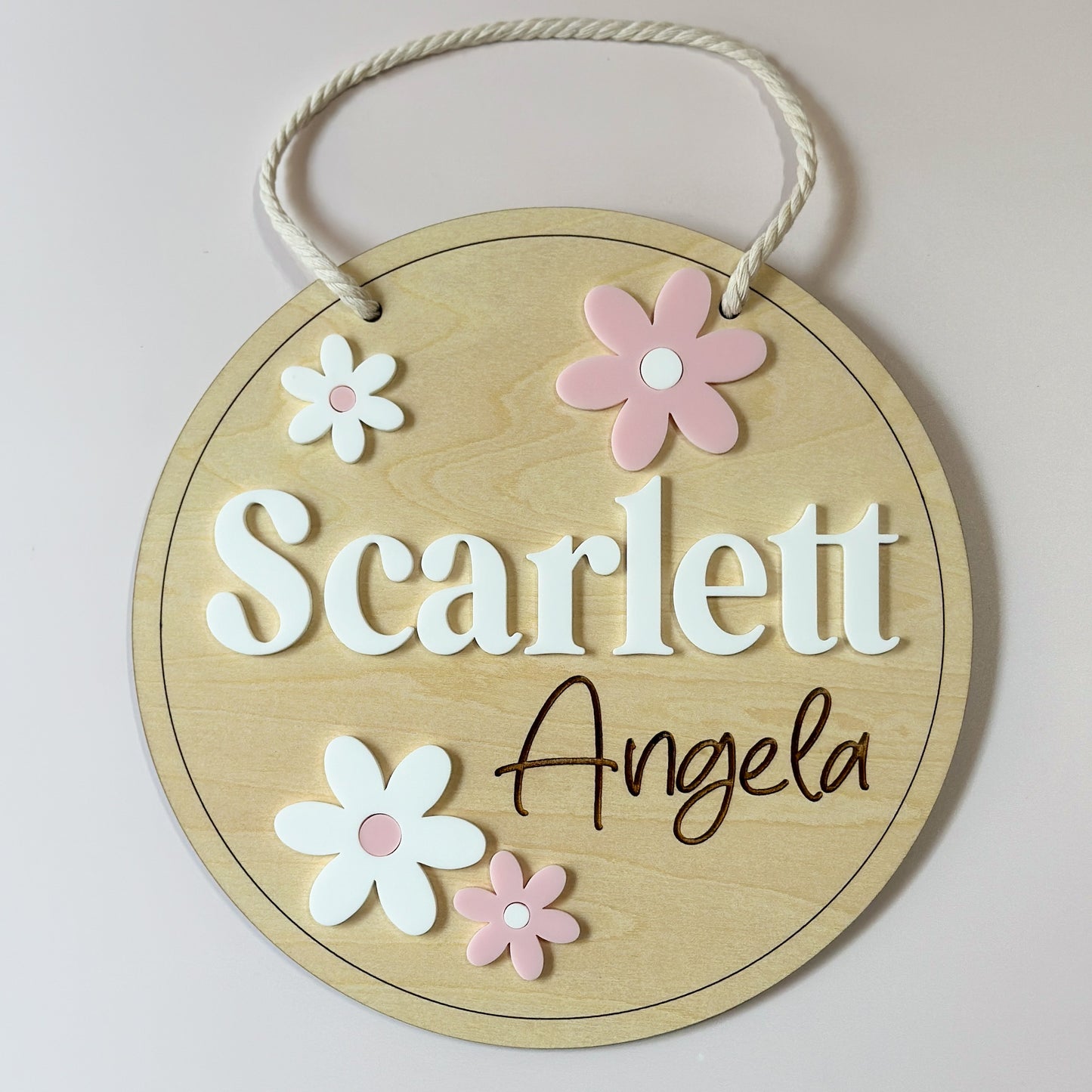 Personalised Name Plaque - Flowers| Kids Door Sign | Birth Announcement Plaque