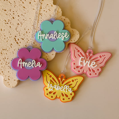 Double Layered Acrylic Personalised Bag Tag | Flower