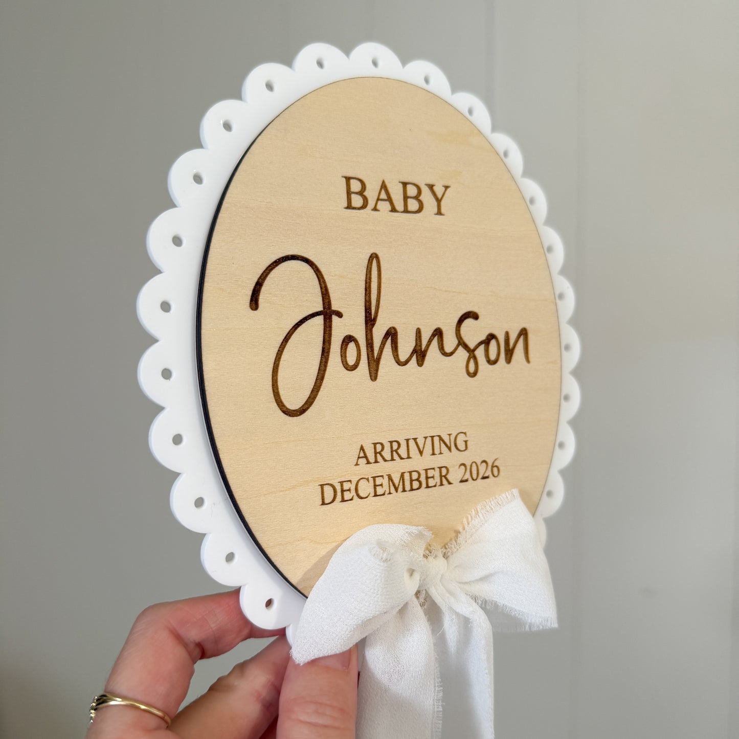 Pregnancy Announcement Plaque with Ribbon