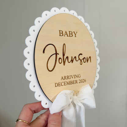 Pregnancy Announcement Plaque with Ribbon