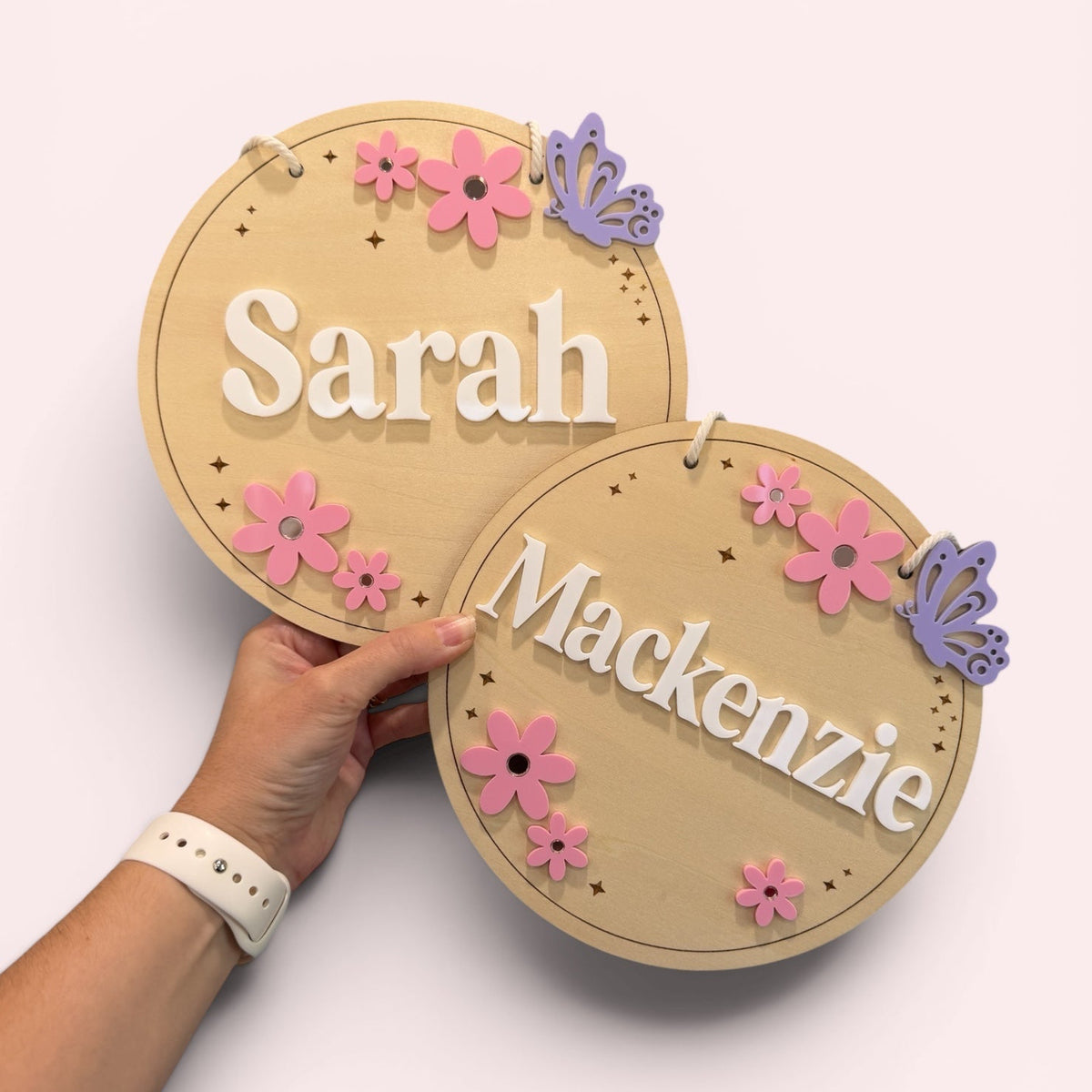 Personalised Name Plaque - Flowers & Butterfly | Kids Door Sign