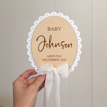 Pregnancy Announcement Plaque with Ribbon